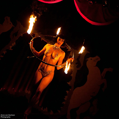 The International Burlesque Circus - the sold out 3rd edition: Heaven & Hell - fire hoop Mama Ulita