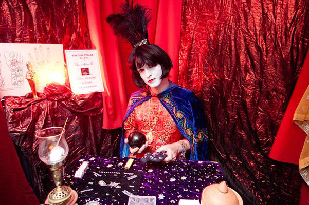 fortune teller at the Oriental edition of the International Burlesque Circus
