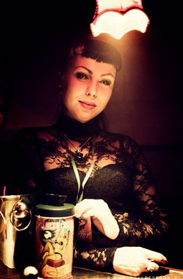 lovely charitygirl at the Halloween edition of the International Burlesque Circus
